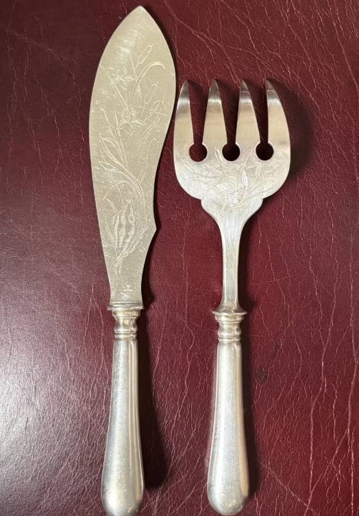 French Christofle Silver Plate Fish Serving Set